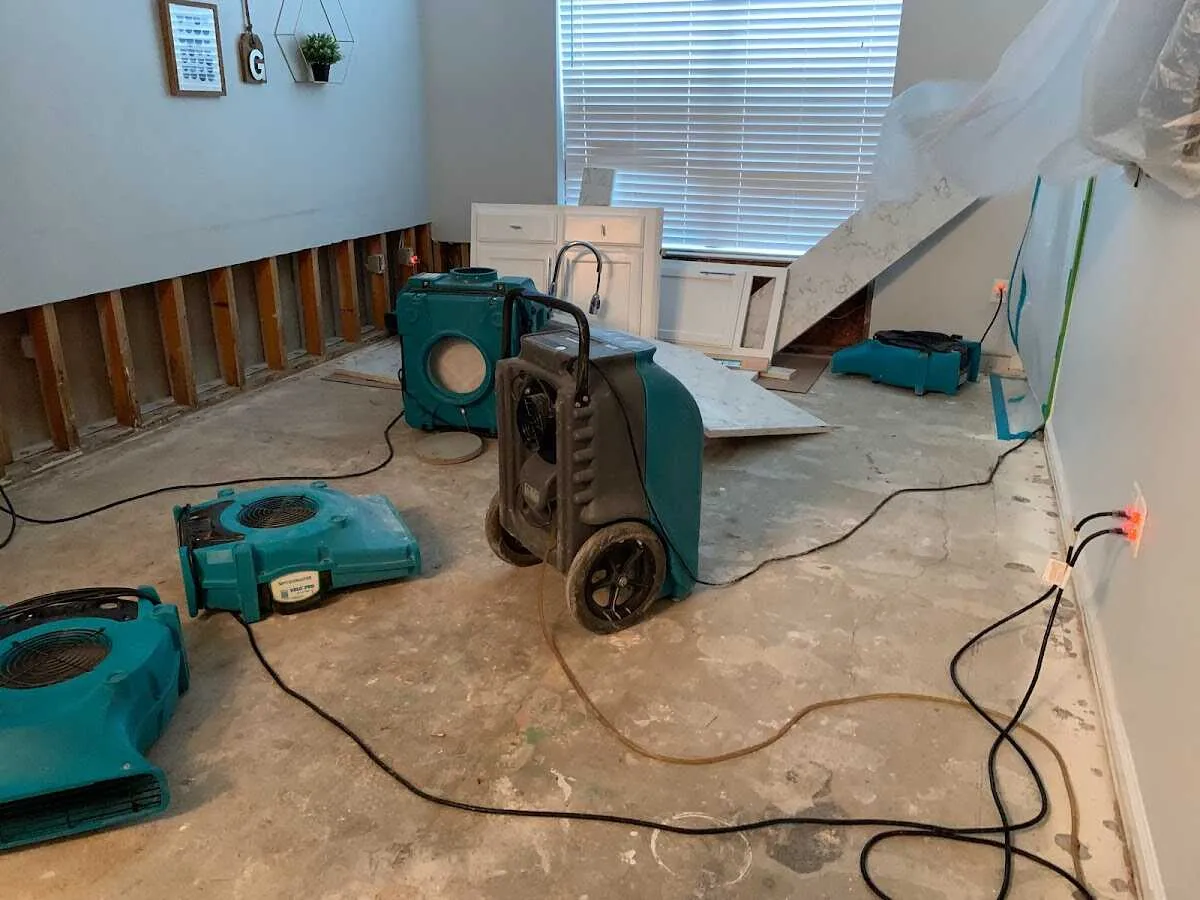 Dehumidifier in flood-cut room for Water Damage Restoration in Benicia